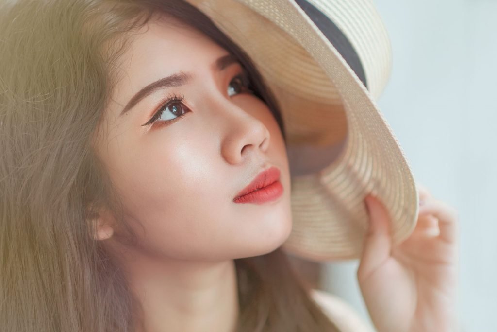 A girl wearing a hat